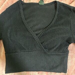 long sleeve wild fable black crop top